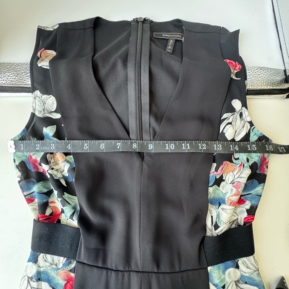 BCBG MaxAzria Etta Maxi Dress size XS Sleeveless Black Floral - Picture 9 of 11